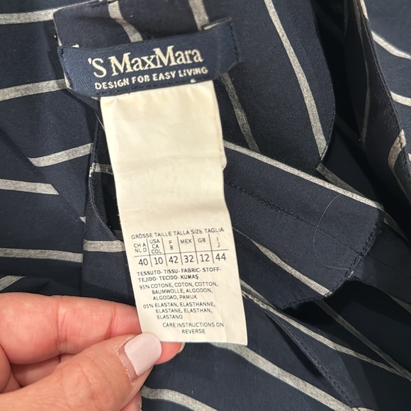 ‘S MaxMara midi sleeveless navy and grey stripe dress size 10 - Picture 8 of 13